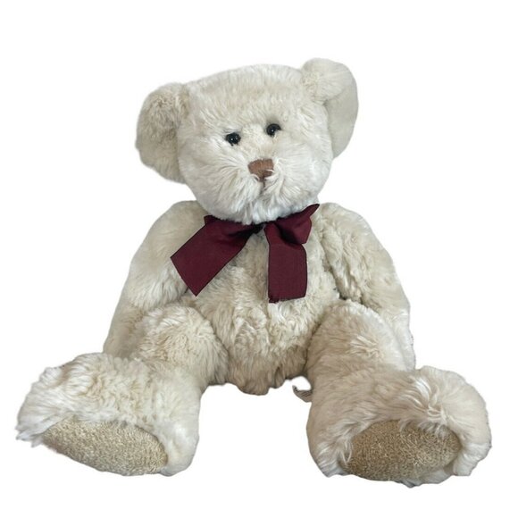 Russ JACKSON SHAGGY CREAM WHITE TEDDY BEAR Bombay Stores STUFFED PLUSH TOY Cute - Picture 1 of 7